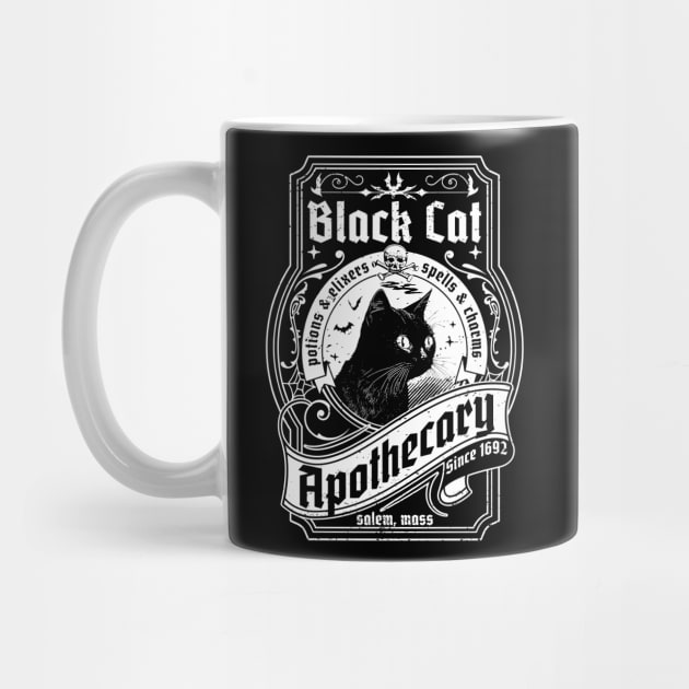 Black Cat Apothecary - Salem 1692 Retro Vintage Halloween by OrangeMonkeyArt